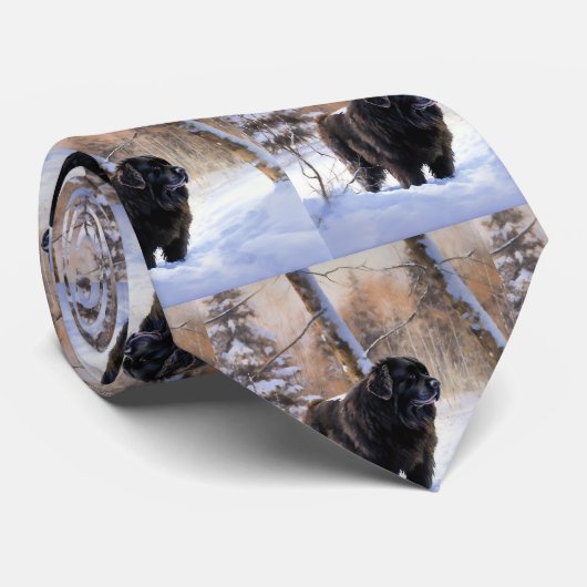 Newfoundland laat het sneeuwen Kerstmis Stropdas (Opgerold)