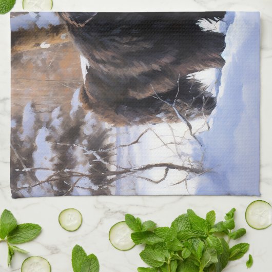 Newfoundland laat het sneeuwen Kerstmis Theedoek (Gevouwen)