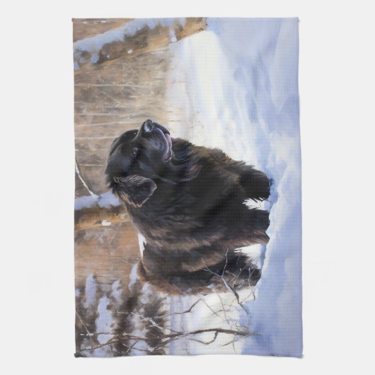 Newfoundland laat het sneeuwen Kerstmis Theedoek (Verticaal)