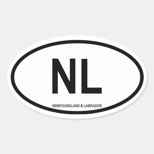 Newfoundland & Labrador "NL" Ovale Sticker (Voorkant)