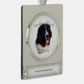 Newfoundland (landseer) Mam 2 Verzilverd Banner Ornament (Rechts)