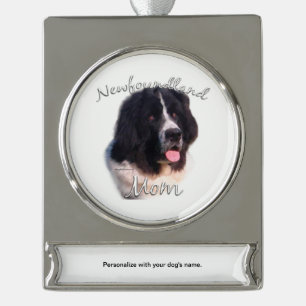 Newfoundland (landseer) Mam 2 Verzilverd Banner Ornament