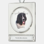 Newfoundland (landseer) Mam 2 Verzilverd Banner Ornament (Links)