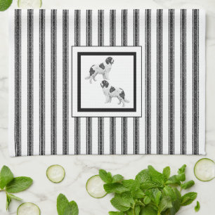 Newfoundland Landseer op zwart-witte streep Theedoek