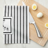 Newfoundland Landseer op zwart-witte streep Theedoek (Quarter Fold)