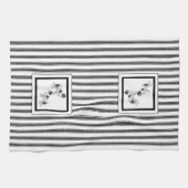 Newfoundland Landseer op zwart-witte streep Theedoek (Horizontaal)