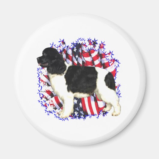 Newfoundland (landseer) Patriot Magneet (Voorkant)