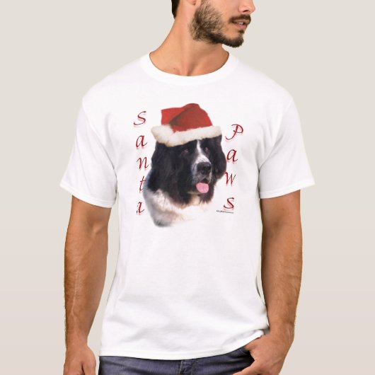 Newfoundland (landseer) Santa Paws T-shirt (Voorkant)
