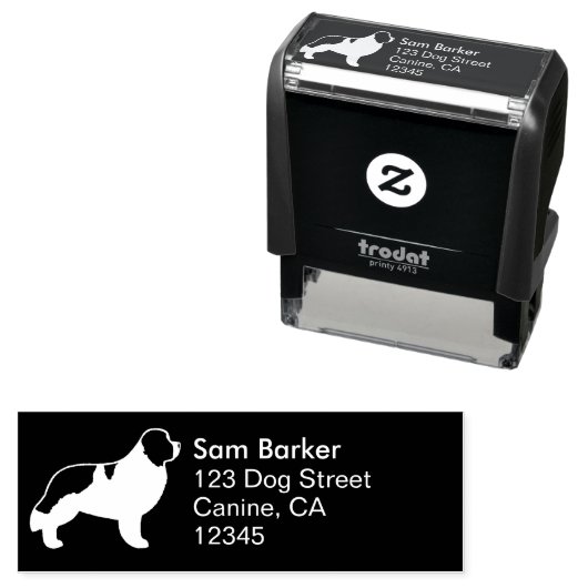 Newfoundland Landseer Silhouette Retouradres Zelfinktende Stempel (In situ)