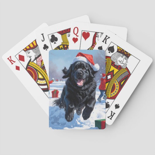 Newfoundland loopt in de sneeuw met kerst Pet Pokerkaarten (Achterkant)