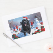 Newfoundland loopt in de sneeuw met kerst Pet Rechthoekige Sticker (Envelop)