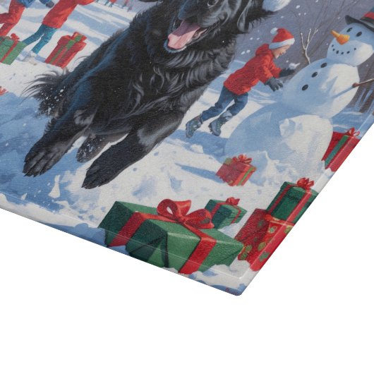 Newfoundland loopt in de sneeuw met kerst Pet Snijplank (Hoek)