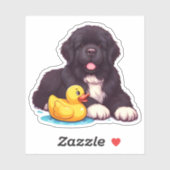 Newfoundland met een rubberen eend sticker (Vel)