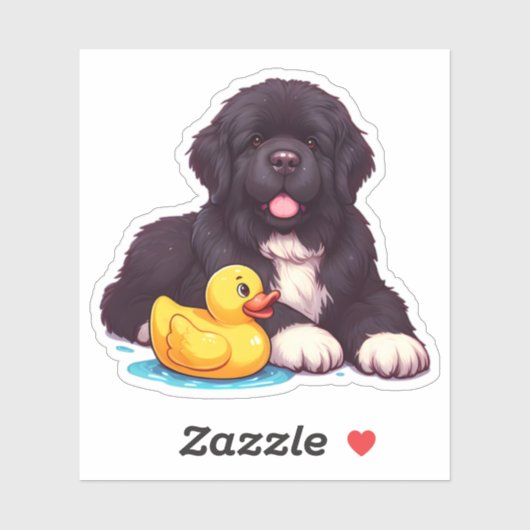 Newfoundland met een rubberen eend sticker (Vel)