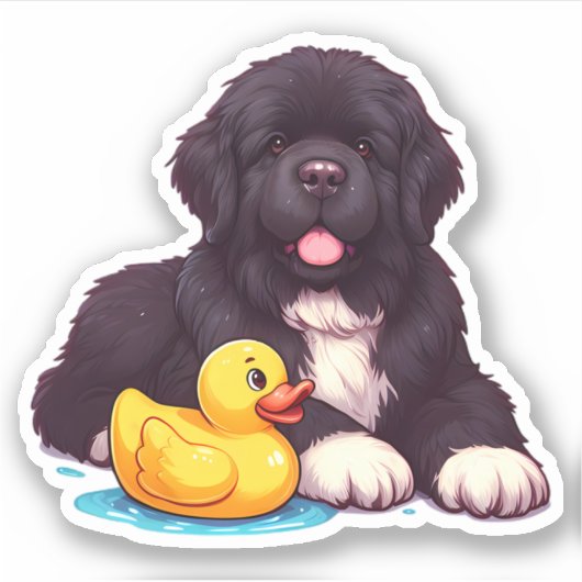 Newfoundland met een rubberen eend sticker (Voorkant)