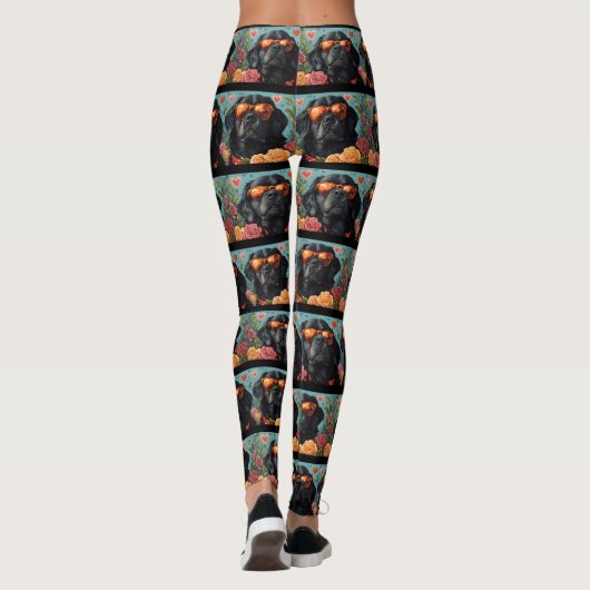 Newfoundland met hart Rozen Valentijnsdag Leggings (Achterkant)