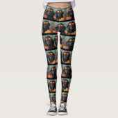 Newfoundland met hart Rozen Valentijnsdag Leggings (Voorkant)