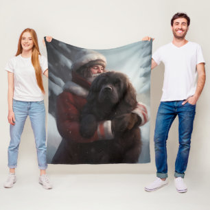 Newfoundland met Kerstman Festieve Kerstmis Fleece Deken