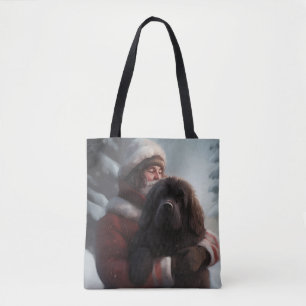 Newfoundland met Kerstman Festieve Kerstmis Tote Bag