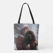 Newfoundland met Kerstman Festieve Kerstmis Tote Bag (Achterkant)