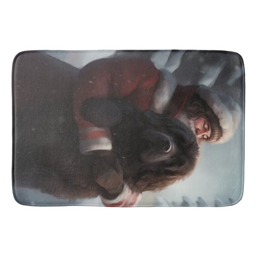 Newfoundland met Sinterklaas Feestelijke Kerstmis Badmat (Voorkant)