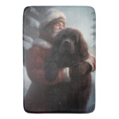 Newfoundland met Sinterklaas Feestelijke Kerstmis Badmat (Voorkant Verticaal)