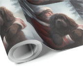 Newfoundland met Sinterklaas Feestelijke Kerstmis Cadeaupapier (Rol Hoek)