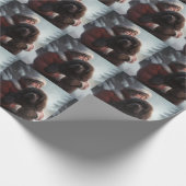 Newfoundland met Sinterklaas Feestelijke Kerstmis Cadeaupapier (Hoek)