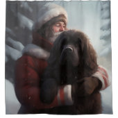Newfoundland met Sinterklaas Feestelijke Kerstmis Douchegordijn (Voorkant)