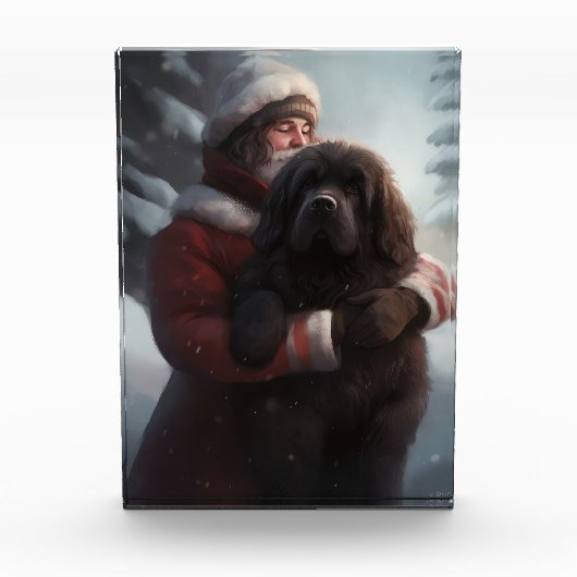 Newfoundland met Sinterklaas Feestelijke Kerstmis Fotoblokken (Voorkant)