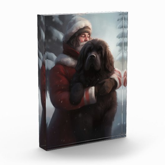 Newfoundland met Sinterklaas Feestelijke Kerstmis Fotoblokken (Links)