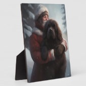 Newfoundland met Sinterklaas Feestelijke Kerstmis Fotoplaat (Zijkant)