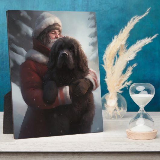 Newfoundland met Sinterklaas Feestelijke Kerstmis Fotoplaat (Zijkant)
