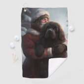Newfoundland met Sinterklaas Feestelijke Kerstmis Golfhanddoek (Insitu)