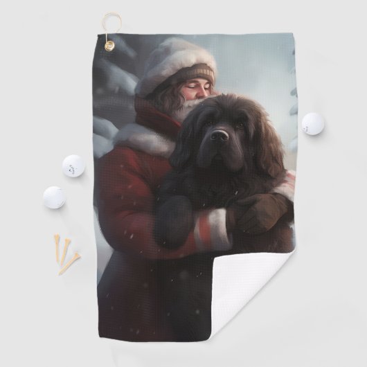 Newfoundland met Sinterklaas Feestelijke Kerstmis Golfhanddoek (Insitu)