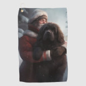 Newfoundland met Sinterklaas Feestelijke Kerstmis Golfhanddoek (Voorkant)
