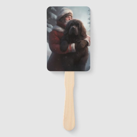 Newfoundland met Sinterklaas Feestelijke Kerstmis Handwaaier (Voorkant)