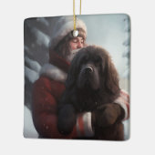 Newfoundland met Sinterklaas Feestelijke Kerstmis Keramisch Ornament (Links)