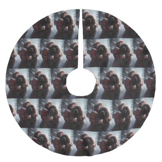 Newfoundland met Sinterklaas Feestelijke Kerstmis Kerstboom Rok (Voorkant)