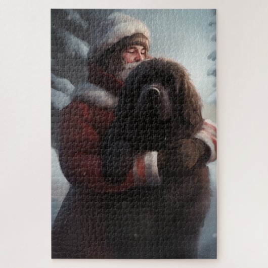 Newfoundland met Sinterklaas Feestelijke Kerstmis Legpuzzel (Verticaal)