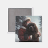 Newfoundland met Sinterklaas Feestelijke Kerstmis Magneet (Voorkant / Achterkant)