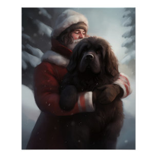 Newfoundland met Sinterklaas Feestelijke Kerstmis Perfect Poster