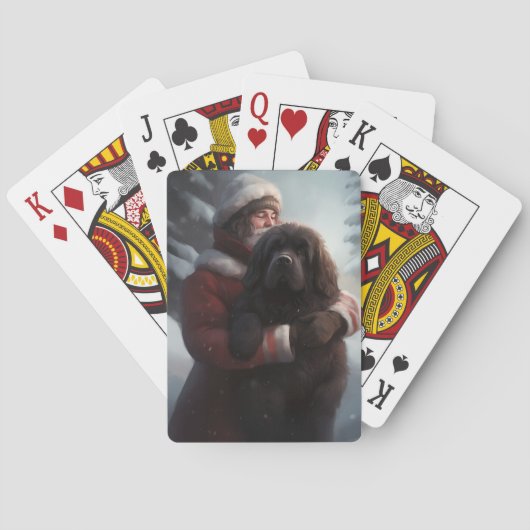 Newfoundland met Sinterklaas Feestelijke Kerstmis Pokerkaarten (Achterkant)
