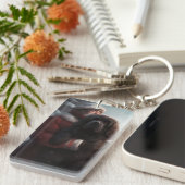 Newfoundland met Sinterklaas Feestelijke Kerstmis Sleutelhanger (Voorkant Rechts)