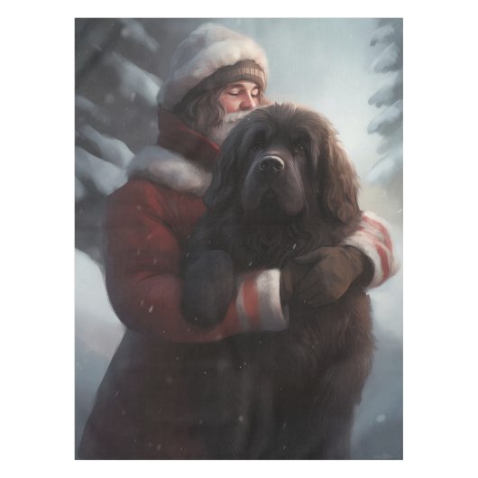 Newfoundland met Sinterklaas Feestelijke Kerstmis Tafelkleed (Voorkant)