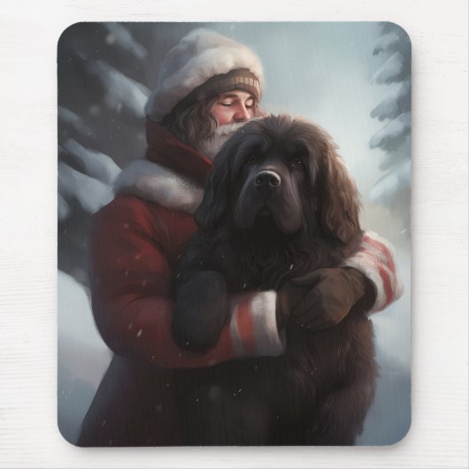 Newfoundland Met Sinterklaas Festieve Kerstmis Muismat (Voorkant)