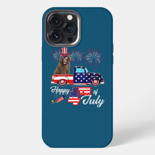 Newfoundland met zonnebril Amerikaanse vlag iPhone 13 Pro Max Hoesje