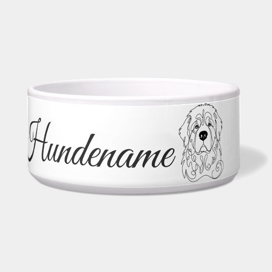 Newfoundland Minimalist Line Art personalized bowl Voerbakje (Voorkant)