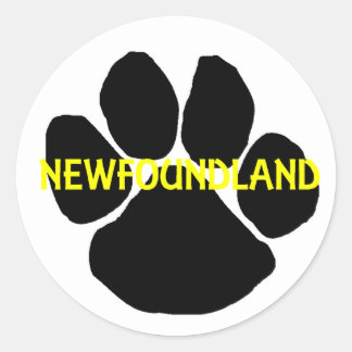 Newfoundland naam Paw.png Ronde Sticker