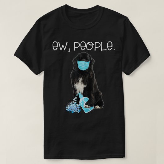 Newfoundland New People Hond met een mondkapje T-shirt (Design voorkant)